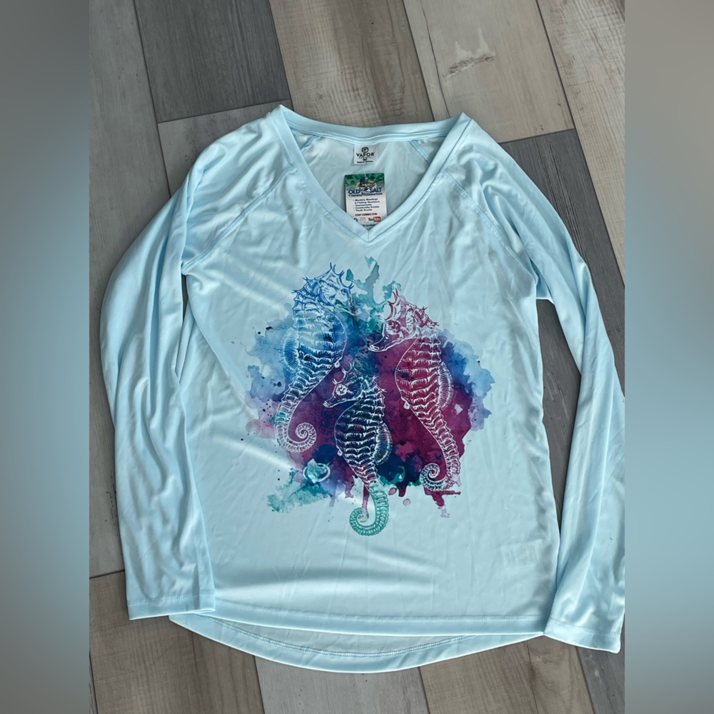 Ladies Vneck dri fit, long sleeve